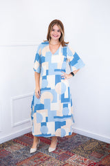 Vestido Luciana – Longuete em Viscolinho com Mangas Amplas e Bolsos - Naguirre Shop