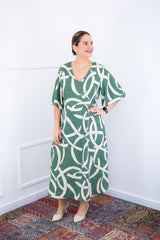 Vestido Luciana – Longuete em Viscolinho com Mangas Amplas e Bolsos - Naguirre Shop