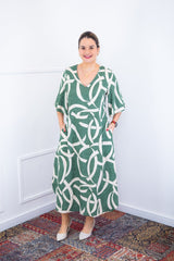 Vestido Luciana – Longuete em Viscolinho com Mangas Amplas e Bolsos - Naguirre Shop