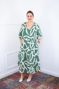 Vestido Luciana – Longuete em Viscolinho com Mangas Amplas e Bolsos - Naguirre Shop
