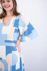 Vestido Luciana – Longuete em Viscolinho com Mangas Amplas e Bolsos - Naguirre Shop