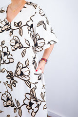 Vestido Luciana – Longuete em Viscolinho com Mangas Amplas e Bolsos - Naguirre Shop