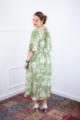 Vestido Luciana – Longuete em Viscolinho com Mangas Amplas e Bolsos - Naguirre Shop