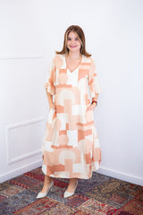 Vestido Luciana – Longuete em Viscolinho com Mangas Amplas e Bolsos - Naguirre Shop