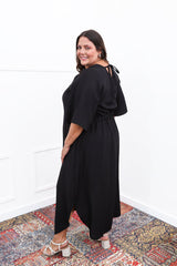 Vestido Luciana – Longuete em Viscomida com Mangas Amplas e Bolsos - Naguirre Shop