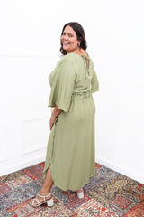 Vestido Luciana – Longuete em Viscomida com Mangas Amplas e Bolsos - Naguirre Shop