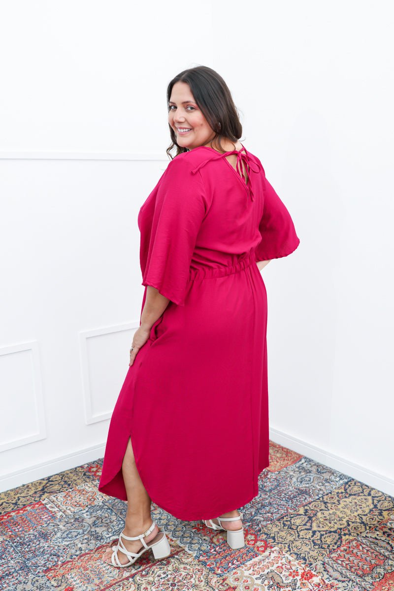 Vestido Luciana – Longuete em Viscomida com Mangas Amplas e Bolsos - Naguirre Shop
