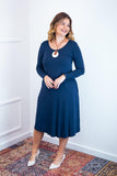 Vestido Madrid - Gola Oval Manga Longa - Naguirre Shop