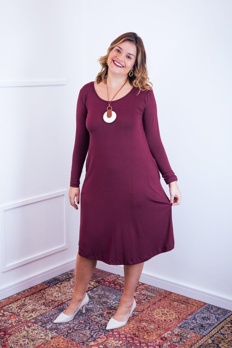 Vestido Madrid - Gola Oval Manga Longa - Naguirre Shop