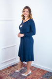 Vestido Madrid - Gola Oval Manga Longa - Naguirre Shop