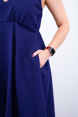 Vestido Malu – Alça Ajustável em Viscose Marrant com Saia Evasê e Bolsos - Naguirre Shop