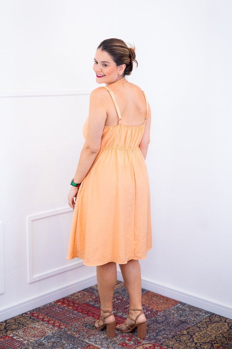 Vestido Malu – Alça Ajustável em Viscose Marrant com Saia Evasê e Bolsos - Naguirre Shop
