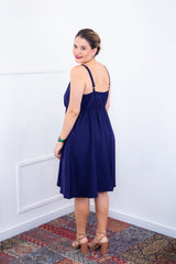 Vestido Malu – Alça Ajustável em Viscose Marrant com Saia Evasê e Bolsos - Naguirre Shop