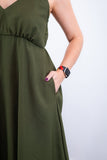 Vestido Malu – Alça Ajustável em Viscose Marrant com Saia Evasê e Bolsos - Naguirre Shop