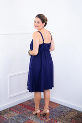 Vestido Malu – Alça Ajustável em Viscose Marrant com Saia Evasê e Bolsos - Naguirre Shop