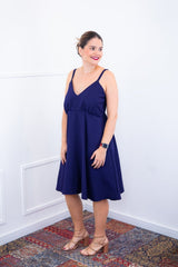 Vestido Malu – Alça Ajustável em Viscose Marrant com Saia Evasê e Bolsos - Naguirre Shop