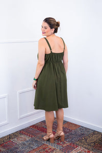 Vestido Malu – Alça Ajustável em Viscose Marrant com Saia Evasê e Bolsos - Naguirre Shop