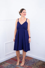 Vestido Malu – Alça Ajustável em Viscose Marrant com Saia Evasê e Bolsos - Naguirre Shop