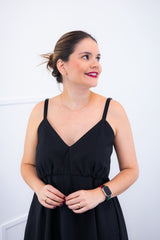 Vestido Malu – Alça Ajustável em Viscose Marrant com Saia Evasê e Bolsos - Naguirre Shop