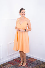Vestido Malu – Alça Ajustável em Viscose Marrant com Saia Evasê e Bolsos - Naguirre Shop