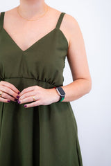 Vestido Malu – Alça Ajustável em Viscose Marrant com Saia Evasê e Bolsos - Naguirre Shop