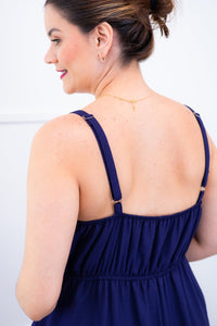 Vestido Malu – Alça Ajustável em Viscose Marrant com Saia Evasê e Bolsos - Naguirre Shop