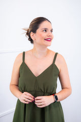 Vestido Malu – Alça Ajustável em Viscose Marrant com Saia Evasê e Bolsos - Naguirre Shop