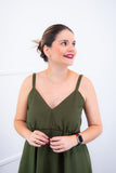 Vestido Malu – Alça Ajustável em Viscose Marrant com Saia Evasê e Bolsos - Naguirre Shop