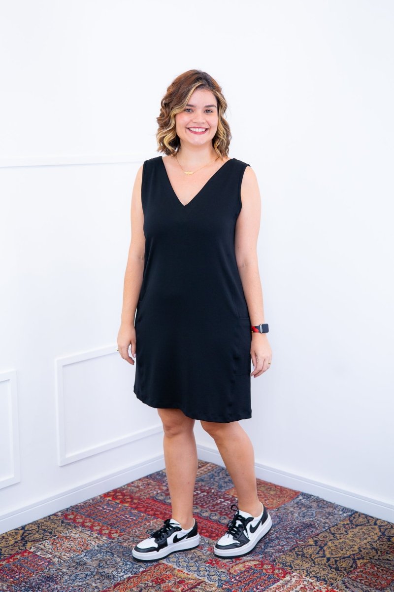 Vestido Mariana - Moletinho com Decote V e Bolsos Laterais - Naguirre Shop