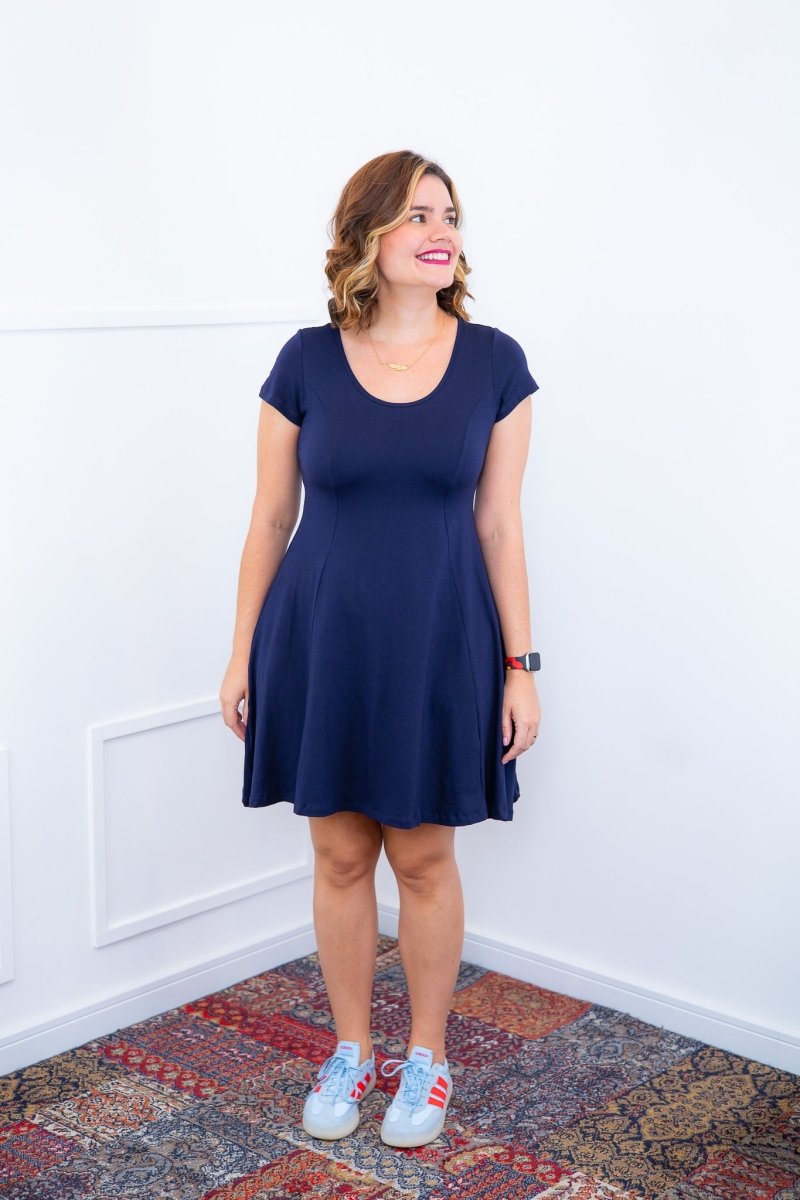 Vestido Melissa - Gola Redonda Acinturado em Viscolycra - Naguirre Shop