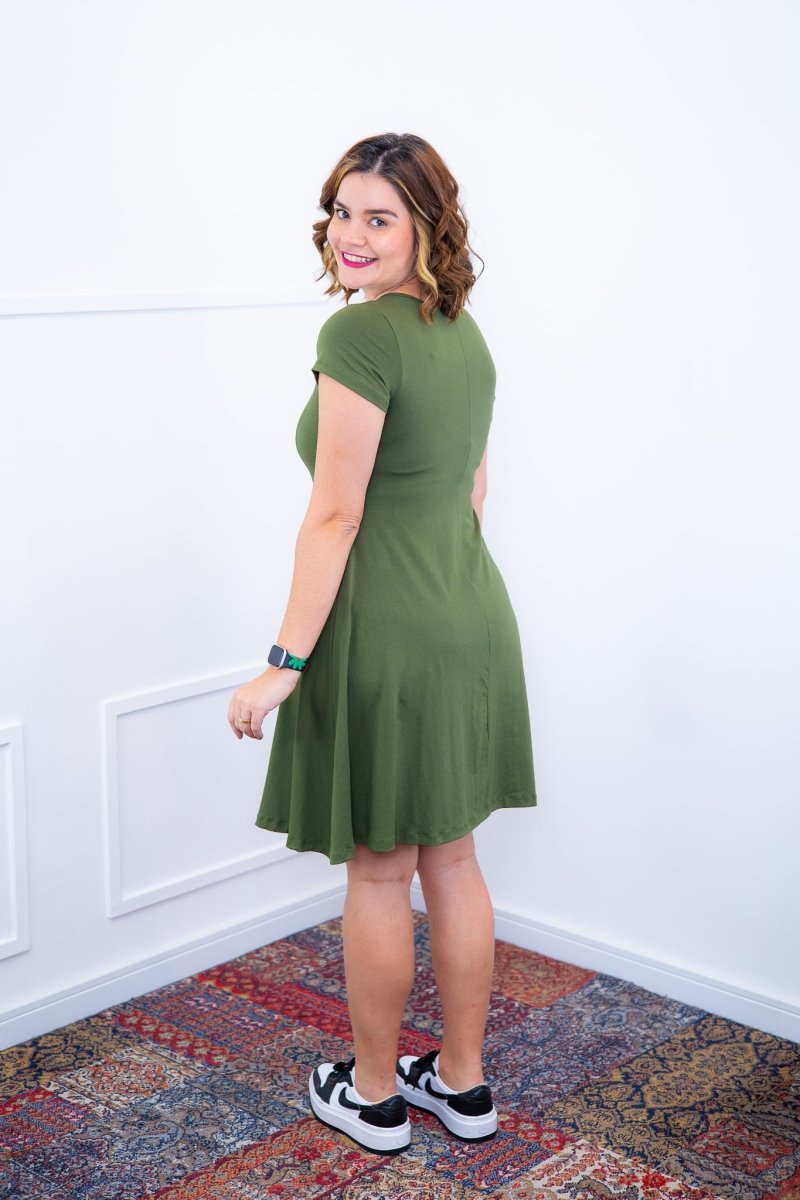 Vestido Melissa - Gola Redonda Acinturado em Viscolycra - Naguirre Shop