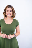 Vestido Melissa - Gola Redonda Acinturado em Viscolycra - Naguirre Shop
