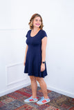 Vestido Melissa - Gola Redonda Acinturado em Viscolycra - Naguirre Shop