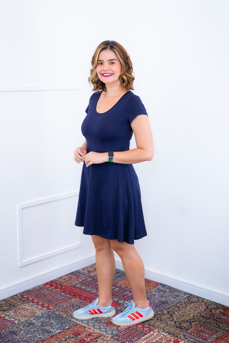 Vestido Melissa - Gola Redonda Acinturado em Viscolycra - Naguirre Shop