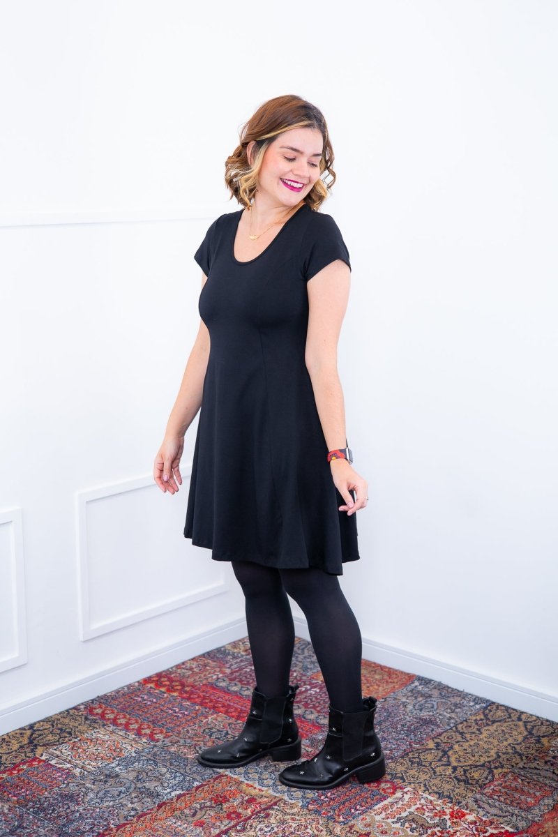 Vestido Melissa - Gola Redonda Acinturado em Viscolycra - Naguirre Shop