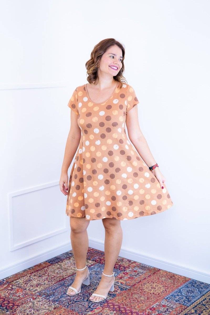 Vestido Melissa - Gola Redonda Acinturado em Viscolycra Aquarela - Naguirre Shop