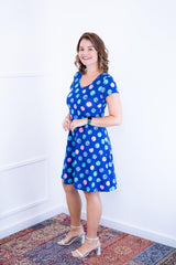 Vestido Melissa - Gola Redonda Acinturado em Viscolycra Aquarela - Naguirre Shop
