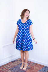 Vestido Melissa - Gola Redonda Acinturado em Viscolycra Aquarela - Naguirre Shop