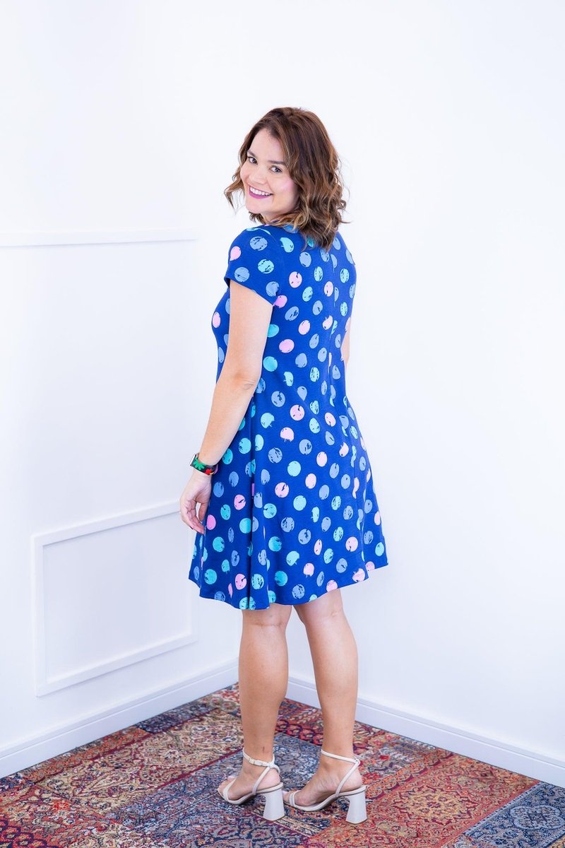 Vestido Melissa - Gola Redonda Acinturado em Viscolycra Aquarela - Naguirre Shop