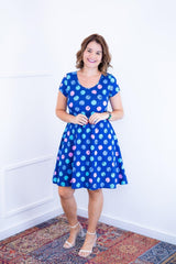 Vestido Melissa - Gola Redonda Acinturado em Viscolycra Aquarela - Naguirre Shop