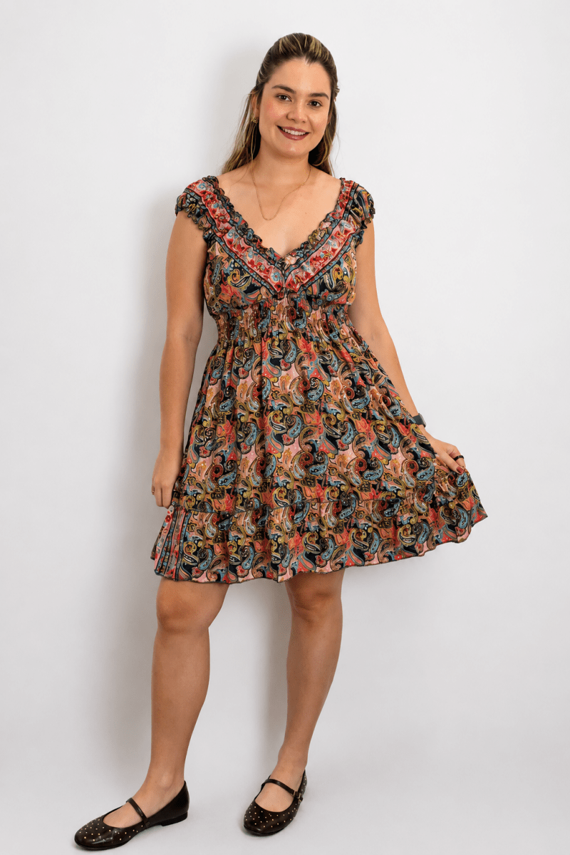 Vestido Midi Ciganinha com Lastex Estilo Boho Zanzíbar - Naguirre Shop
