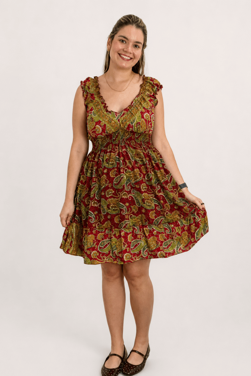 Vestido Midi Ciganinha com Lastex Estilo Boho Zanzíbar - Naguirre Shop