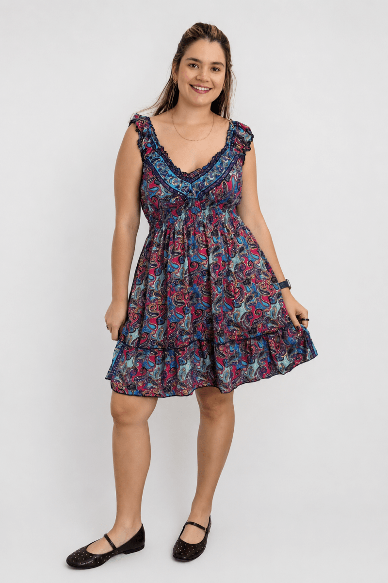Vestido Midi Ciganinha com Lastex Estilo Boho Zanzíbar - Naguirre Shop