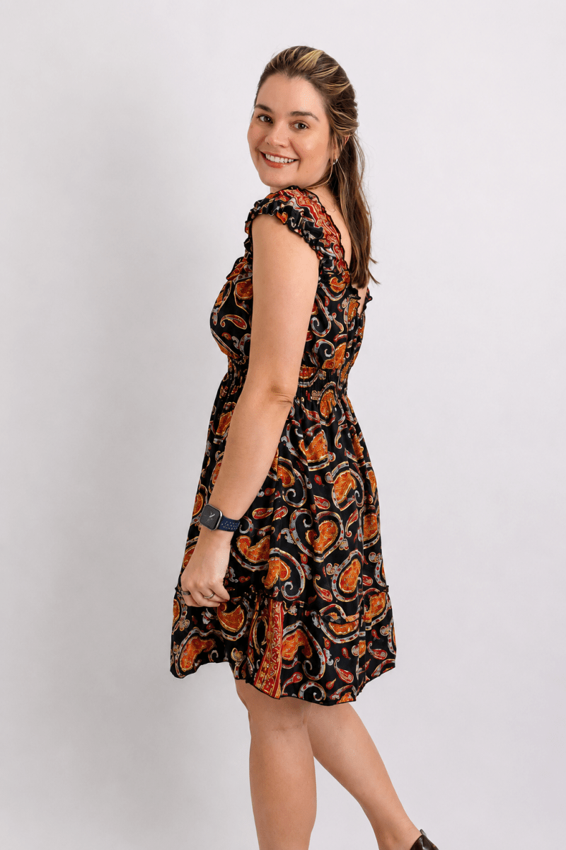 Vestido Midi Ciganinha com Lastex Estilo Boho Zanzíbar - Naguirre Shop