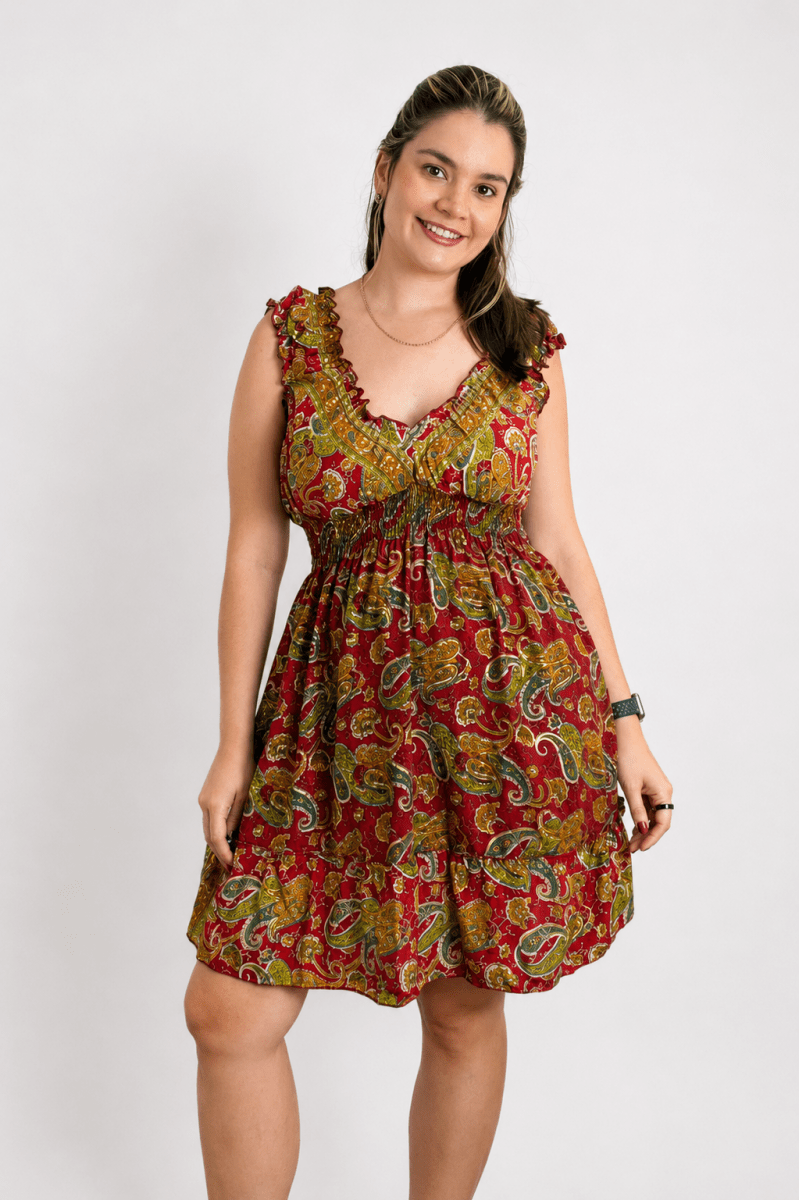Vestido Midi Ciganinha com Lastex Estilo Boho Zanzíbar - Naguirre Shop