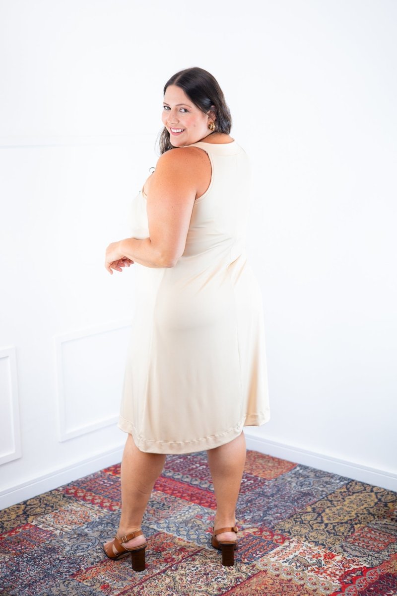 Vestido Mila – Malha Confort Midi com Alça Nadador - Naguirre Shop