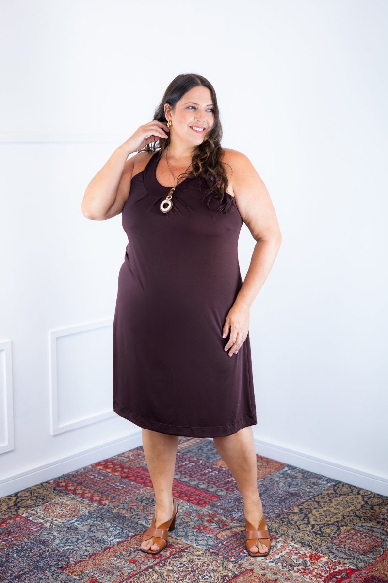 Vestido Mila – Malha Confort Midi com Alça Nadador - Naguirre Shop