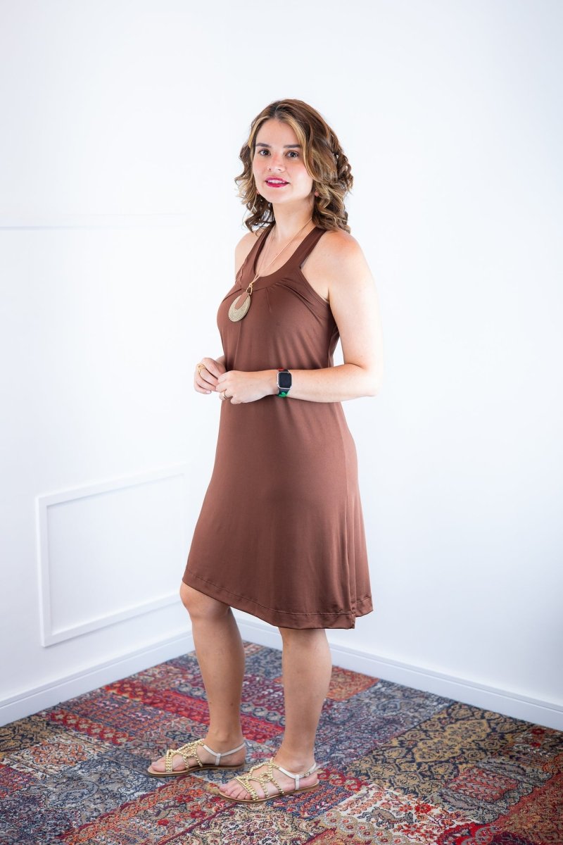 Vestido Mila – Malha Confort Midi com Alça Nadador - Naguirre Shop