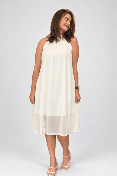 Vestido Mônaco Midi Frente Única - Estilo Riviera Francesa em Tule Liso - Naguirre Shop