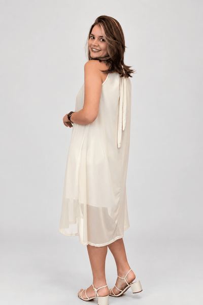 Vestido Mônaco Midi Frente Única - Estilo Riviera Francesa em Tule Liso - Naguirre Shop